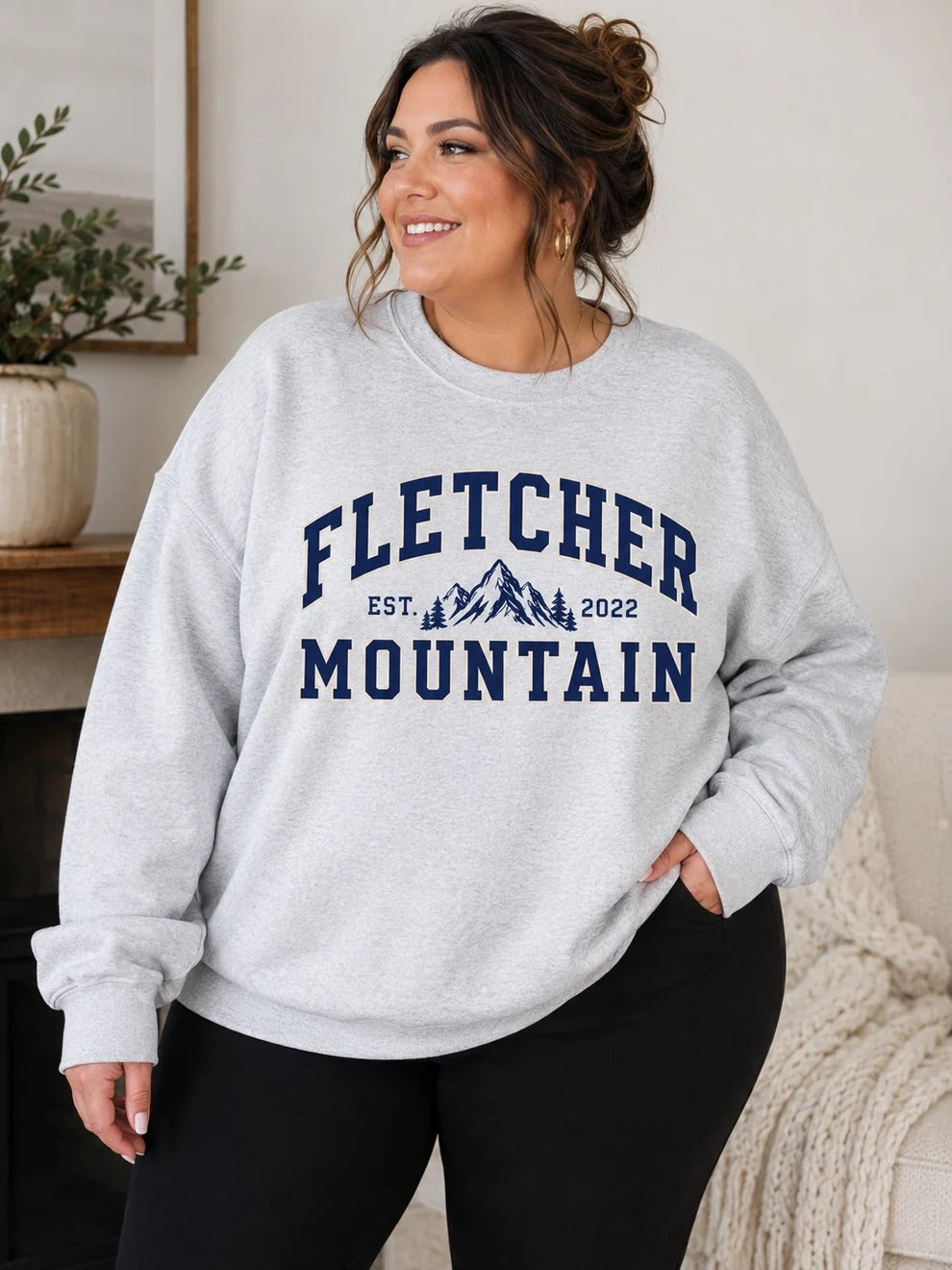 Fletcher Mountain Crewneck - Navy | Embellished by Keke and Coco