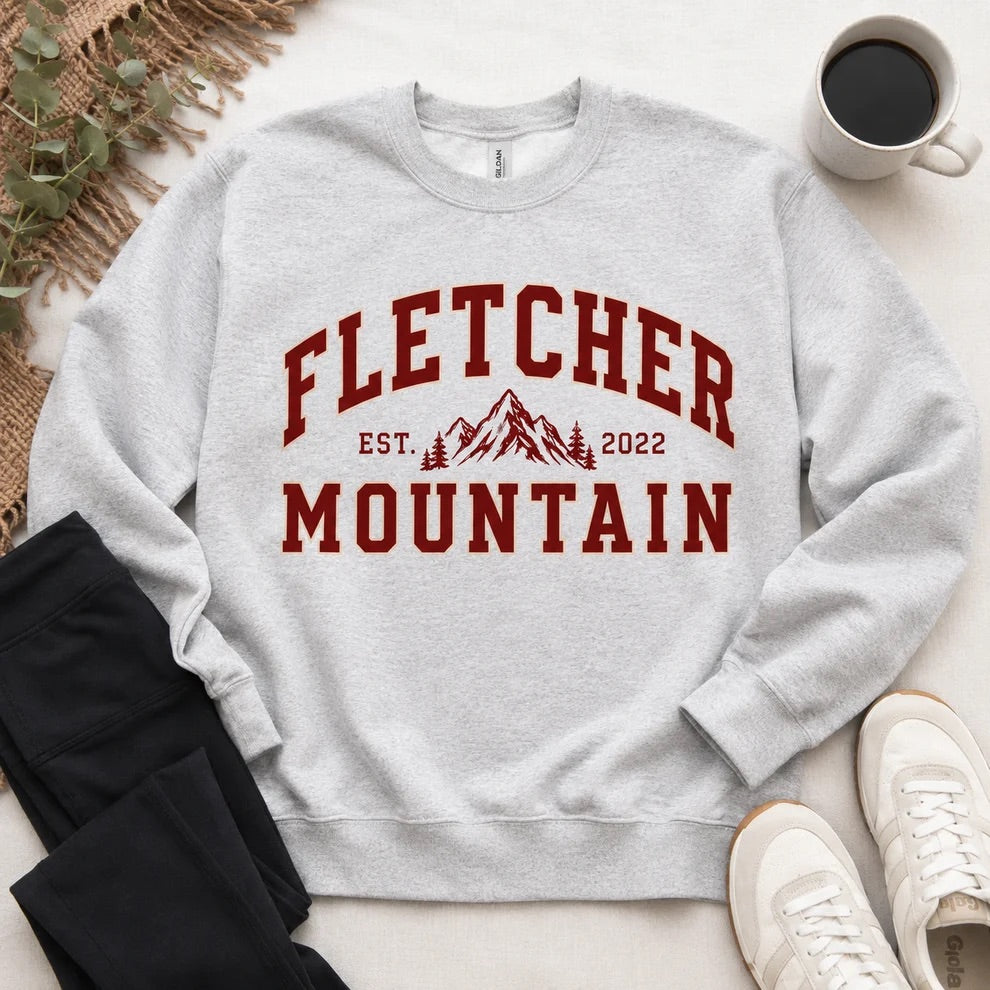 Fletcher Mountain Souvenir Crewneck  | Embellished by Keke and Coco